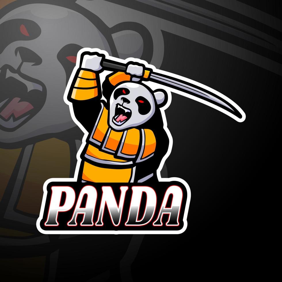 design della mascotte del logo panda esport vettore