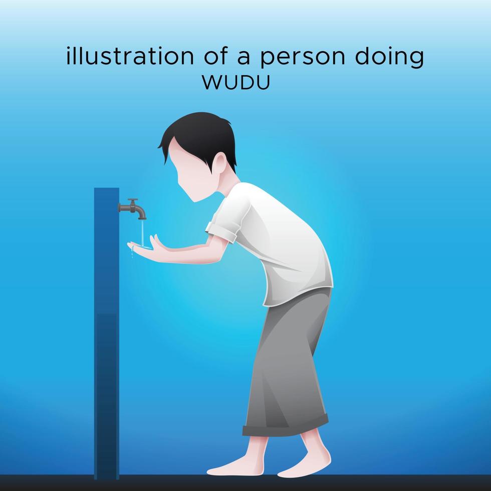 illustrazione di una persona che fa wudu vettore