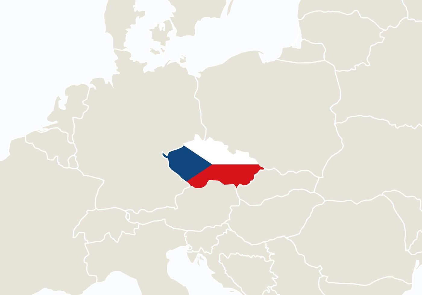 europa con mappa della repubblica ceca evidenziata. vettore