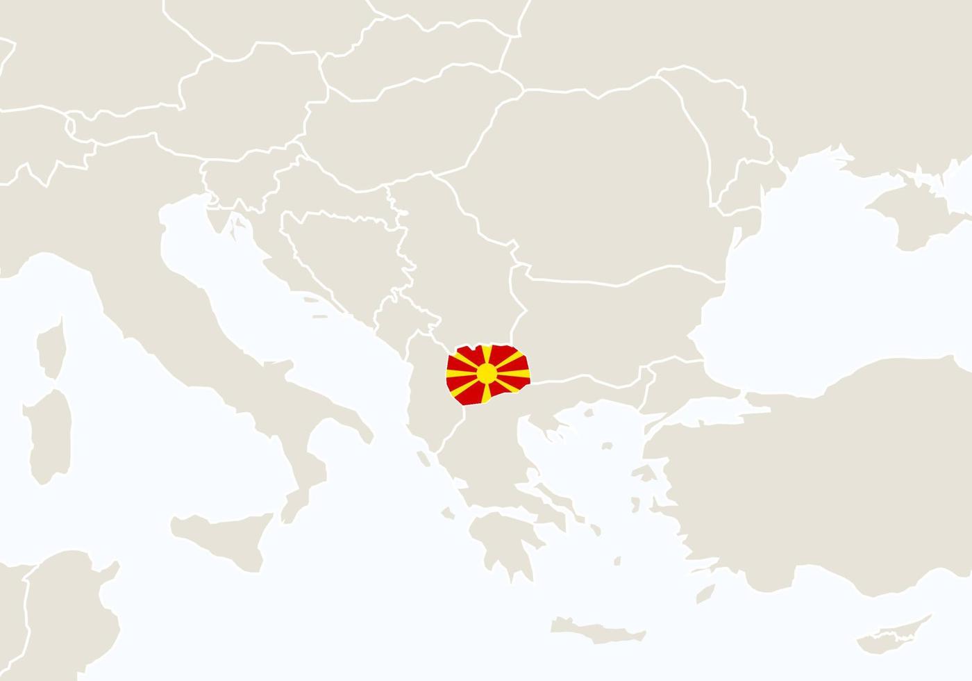 europa con mappa macedonia evidenziata. vettore