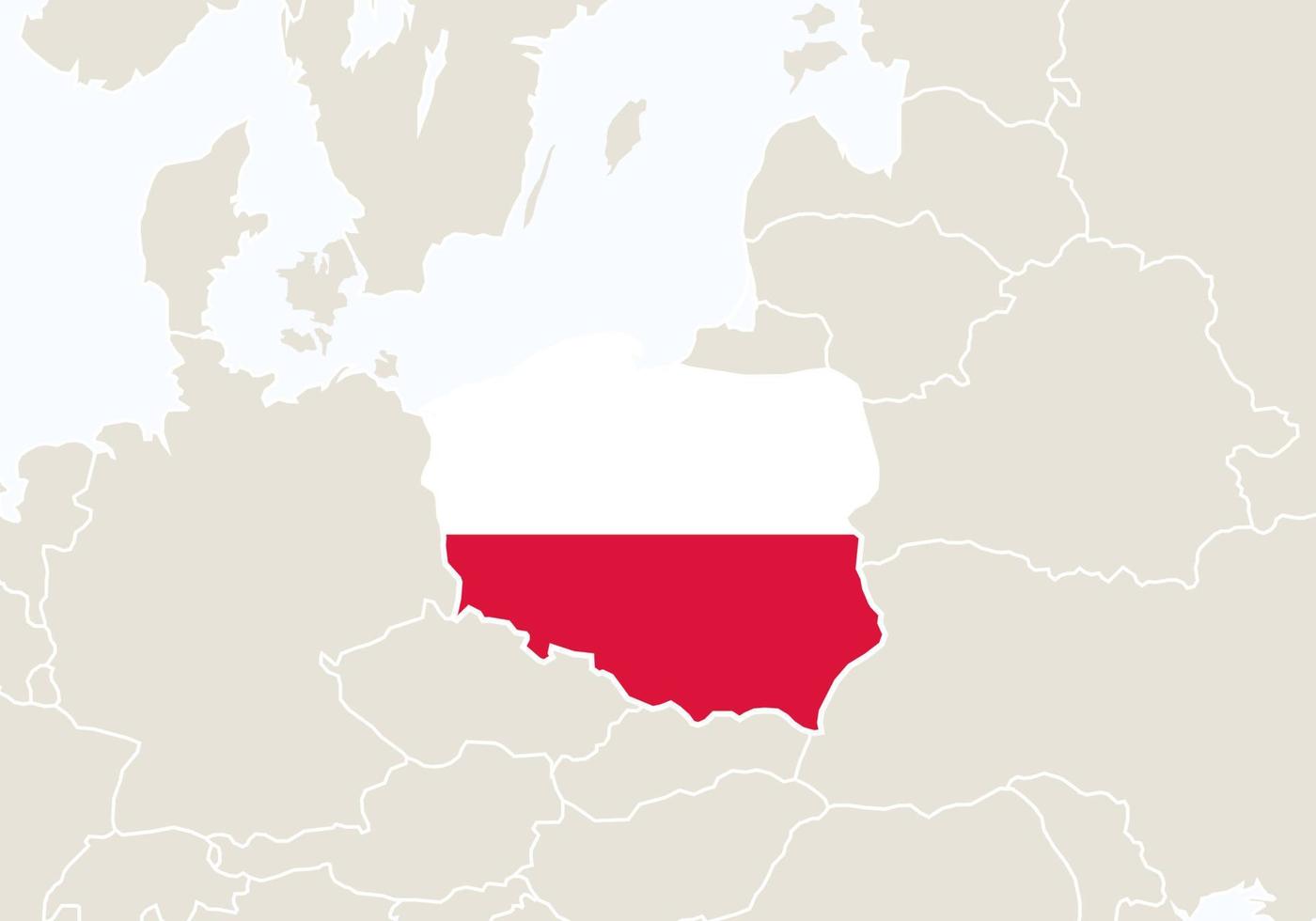 europa con mappa della polonia evidenziata. vettore