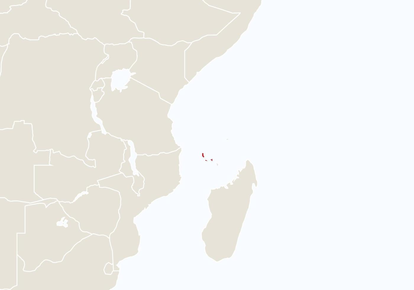 africa con mappa delle Comore evidenziata. vettore