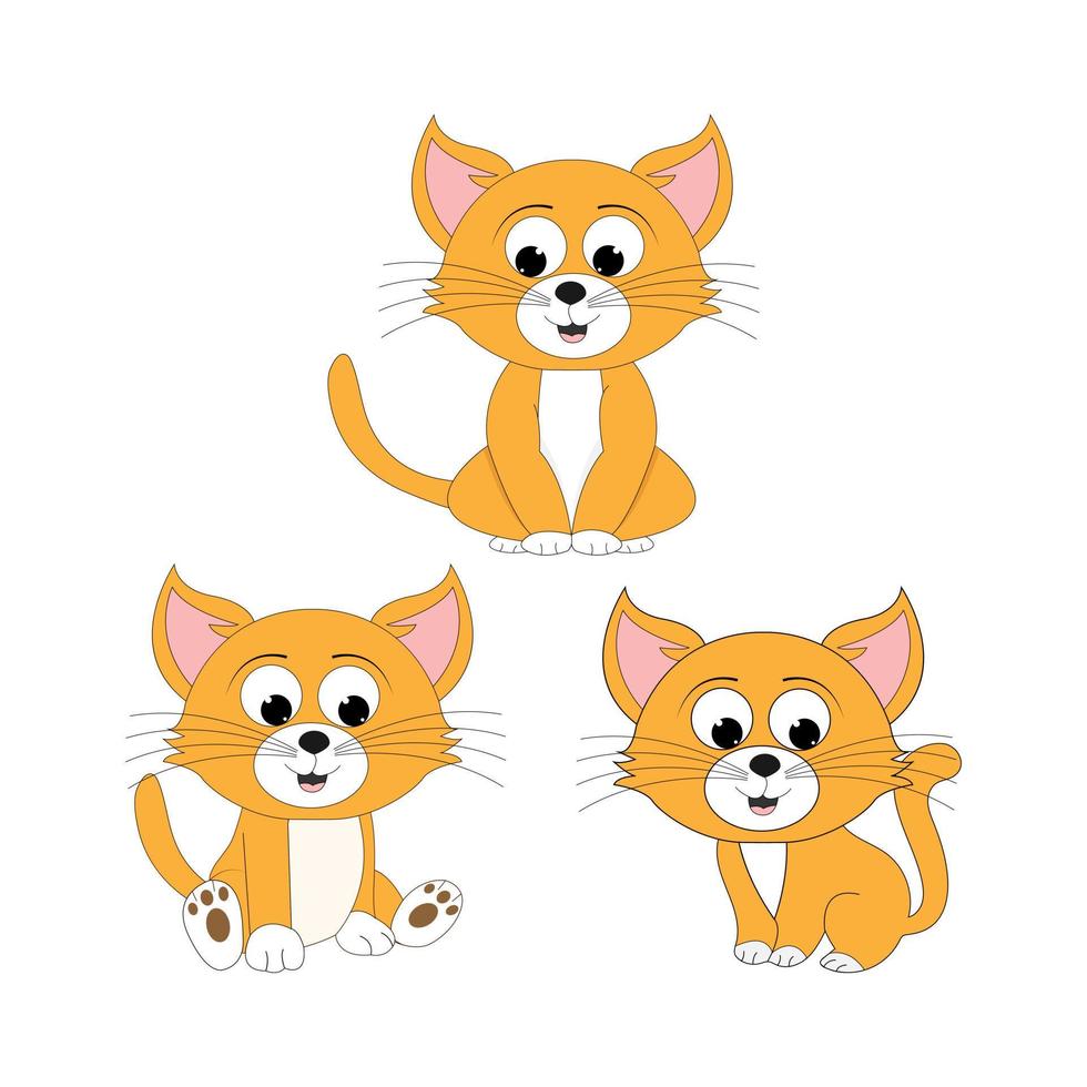 simpatico cartone animato gatto semplice illustrazione vettoriale