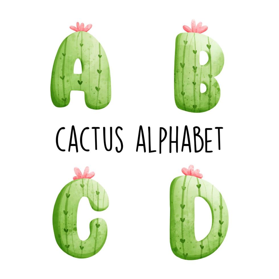 alfabeto di cactus, lettera di cactus. illustrazione vettoriale