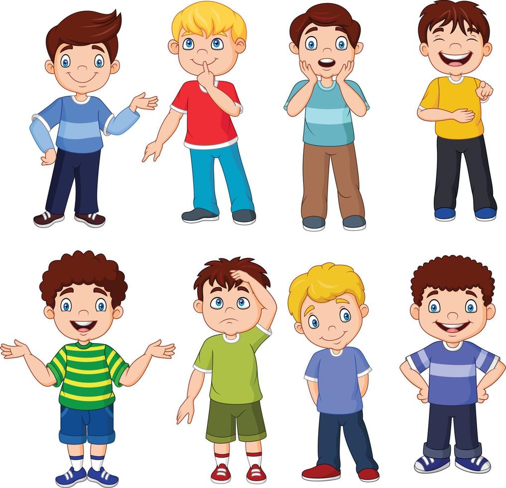 bambini dei cartoni animati con espressione diversa vettore