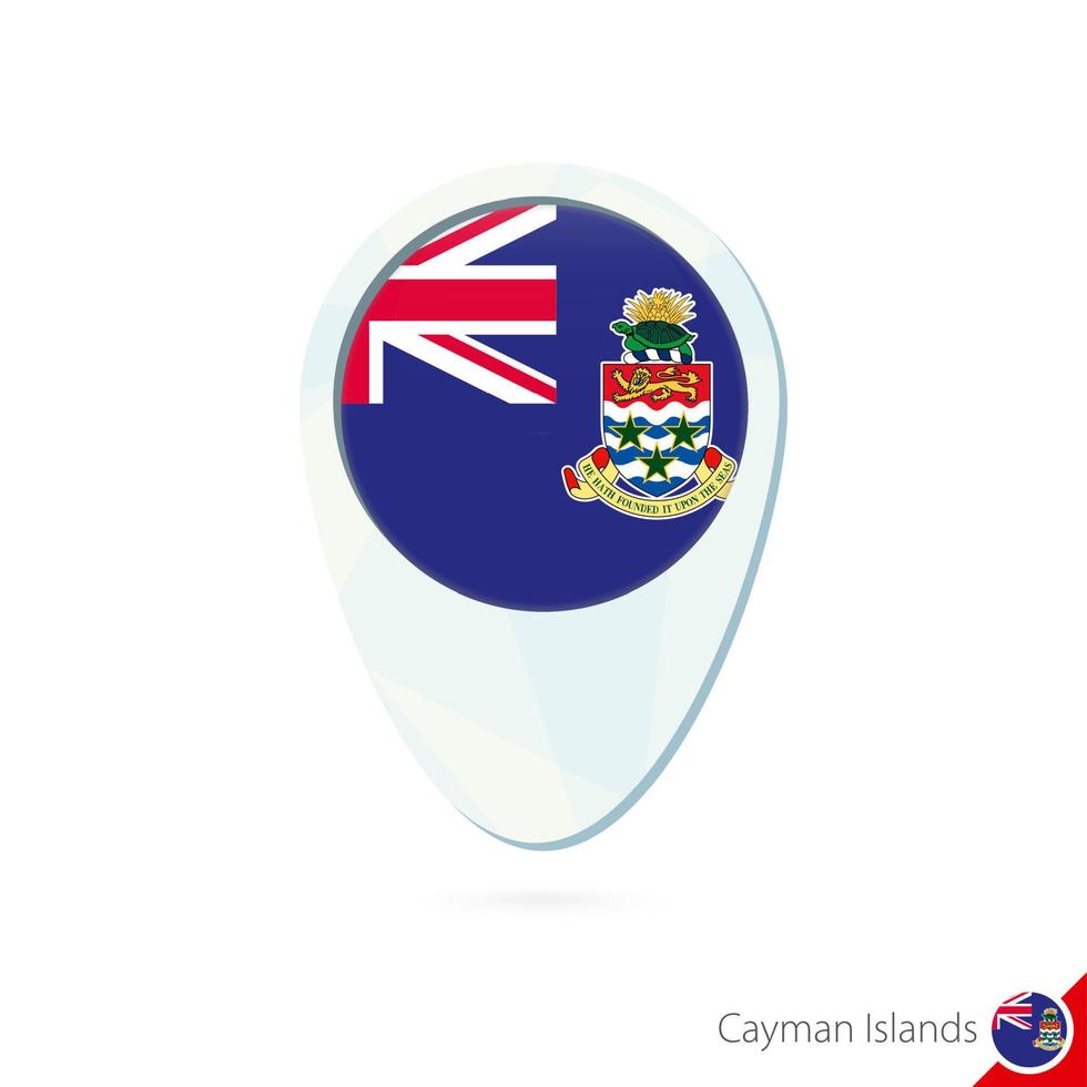 icona del perno della mappa della posizione della bandiera delle isole cayman su sfondo bianco. vettore