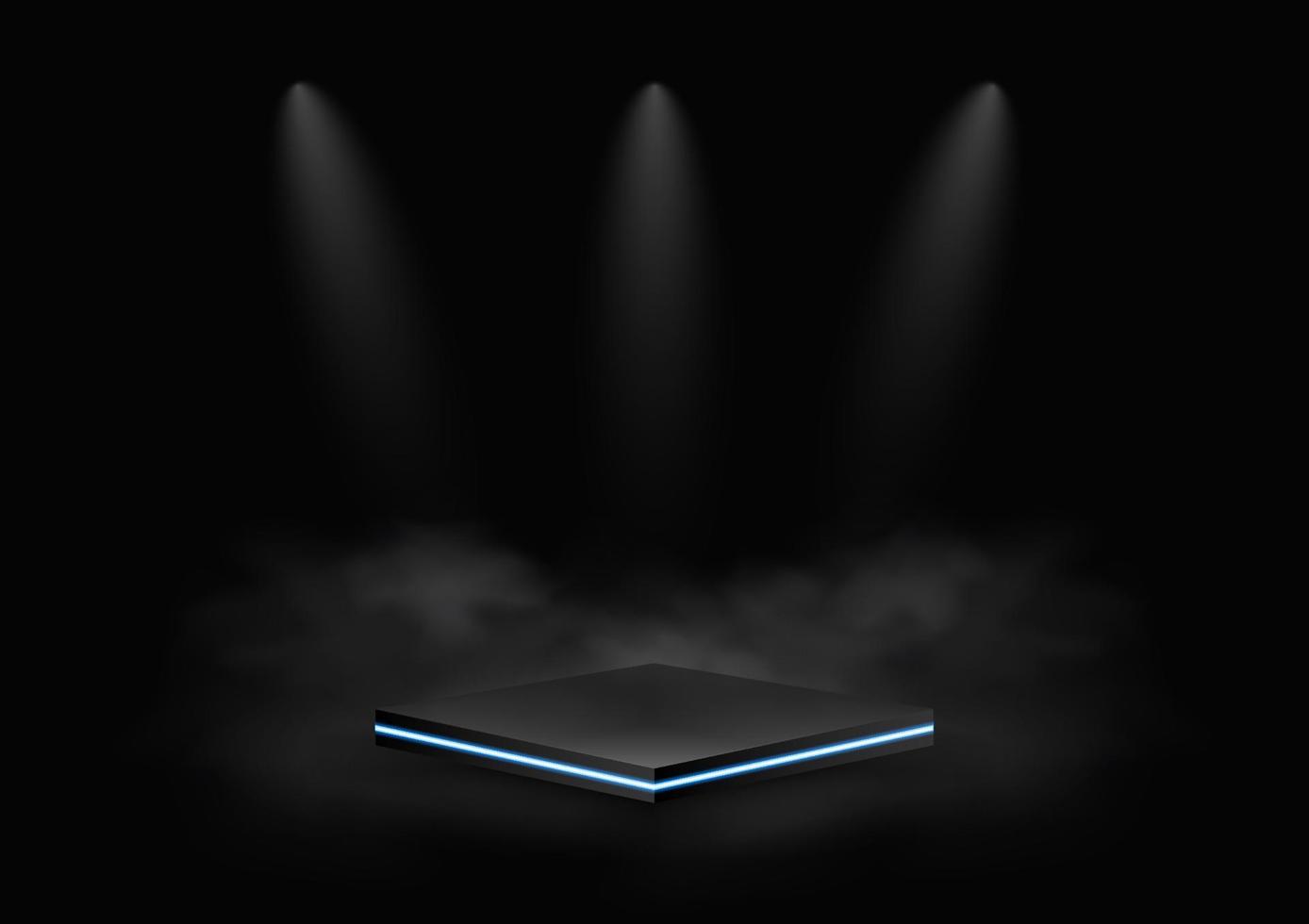 scena del piedistallo al neon blu del podio del riflettore per il vettore di visualizzazione del prodotto
