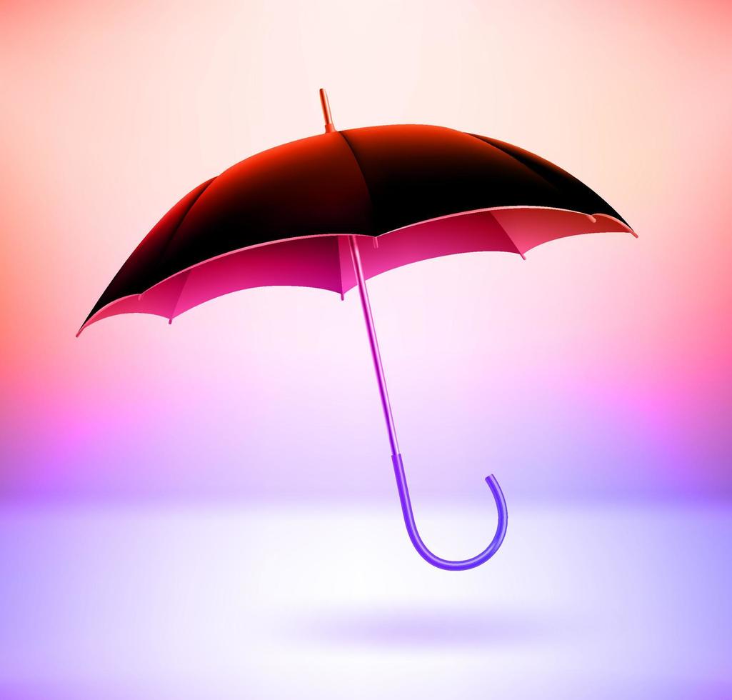 ombrello con effetto olografico. illustrazione vettoriale 3d