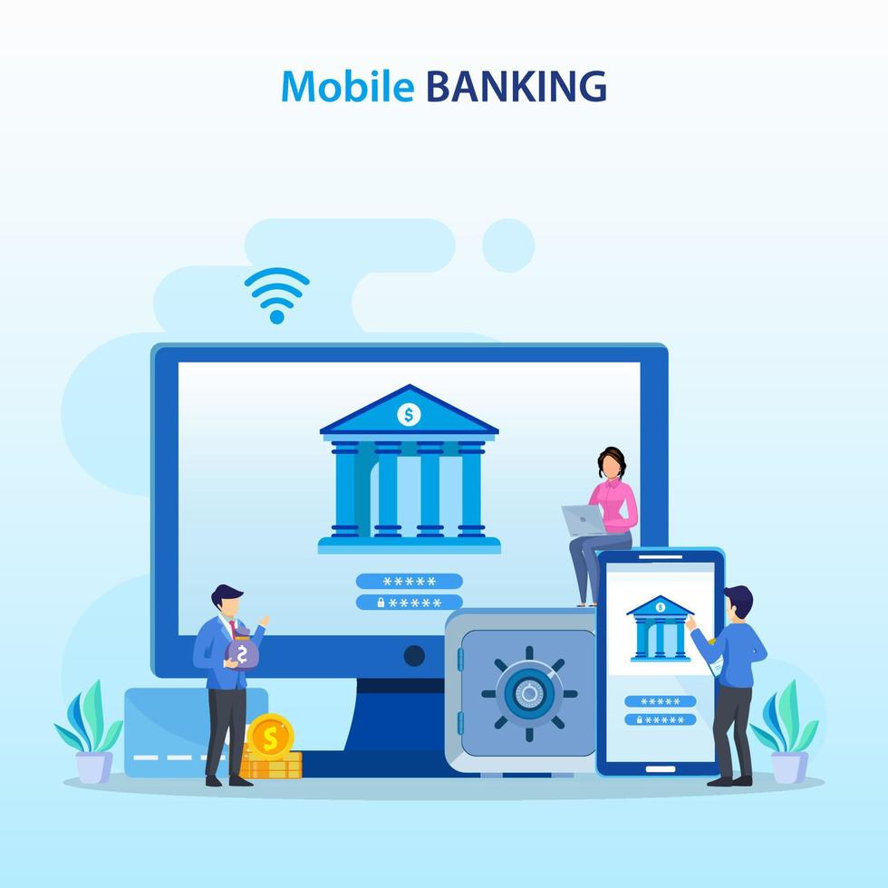vettore di illustrazione del concetto di mobile banking.