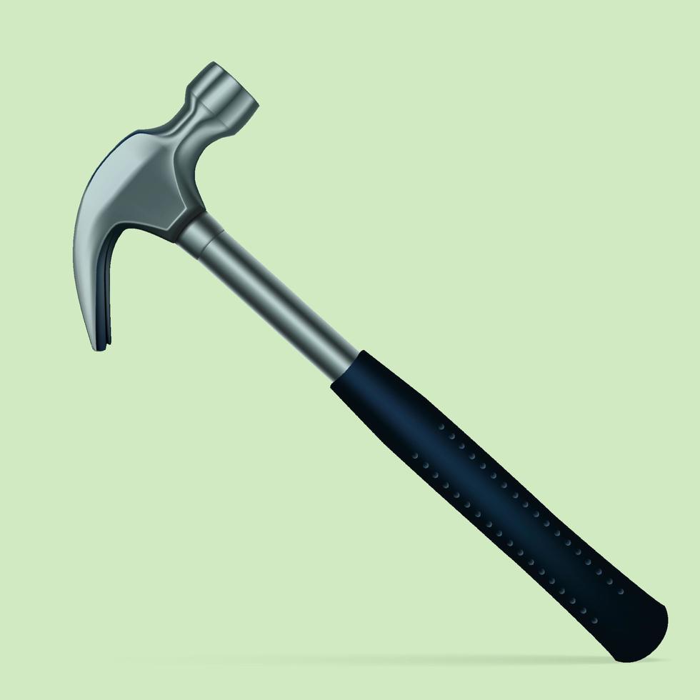 un martello è uno strumento di costruzione. per le attività domestiche e professionali. isolato su sfondo bianco. illustrazione vettoriale. vettore