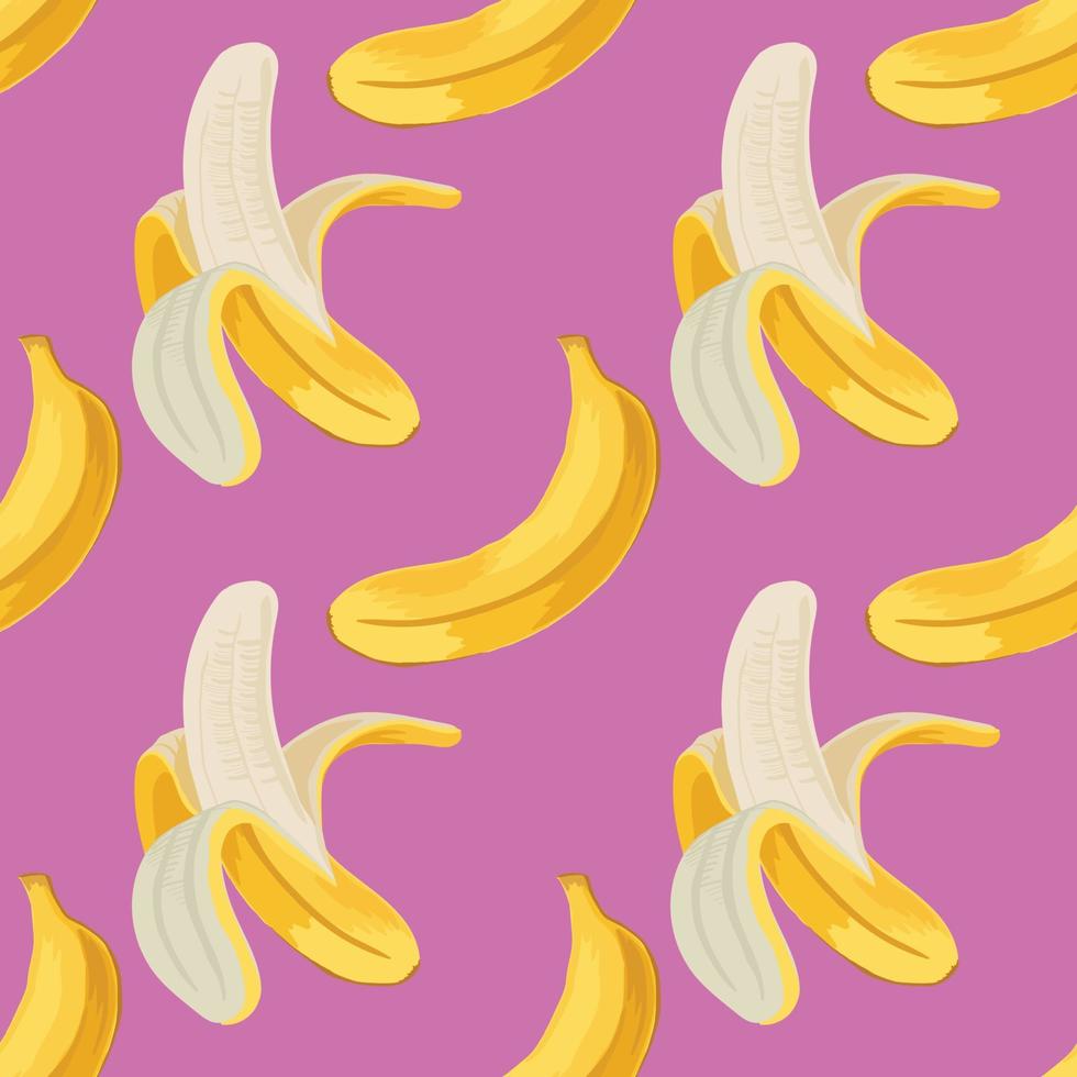 design senza cuciture di banane divertenti su sfondo rosa vettore