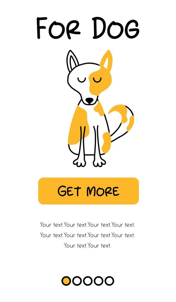 screenshot del negozio di animali e dell'applicazione mobile. modello vettoriale banner menu per lo sviluppo di siti Web e app. modelli di negozi di animali per il negozio. modelli per cani.