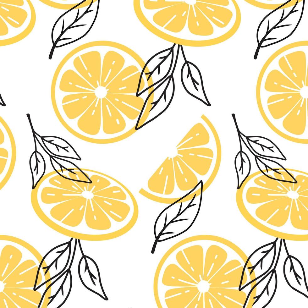 modello con fette di limone. illustrazione vettoriale.stile doodle. modello con limoni. vettore