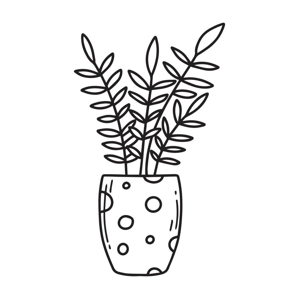pianta d'appartamento in vaso. bella pianta d'appartamento. una bella pianta. illustrazione vettoriale in stile doodle.