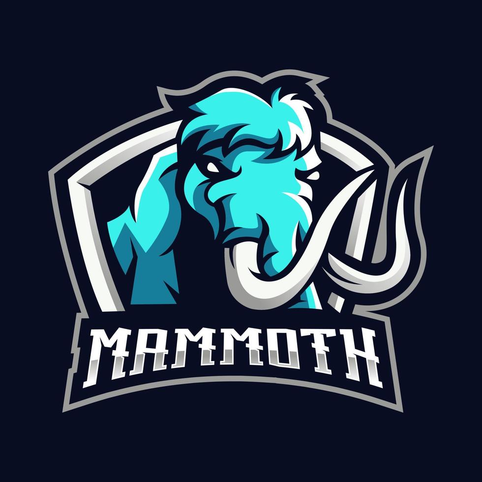 mammut mascotte logo disegno vettoriale con stile moderno concetto di illustrazione per la stampa di badge, emblema e t-shirt. testa di mammut con scudo per la squadra di eSport