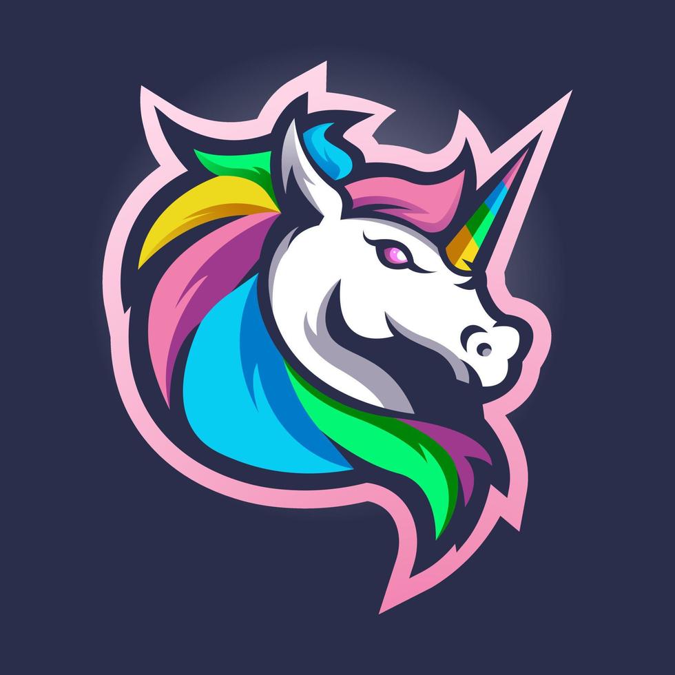 unicorno mascotte esport logo design vettoriale con illustrazione moderna concetto di stile per badge ed emblema