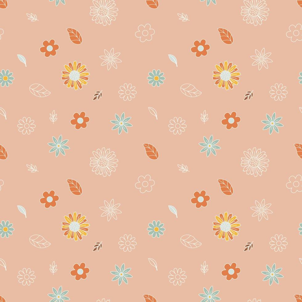 modello senza cuciture con fiori in stile doodle. concetto di stampa hippie. vettore