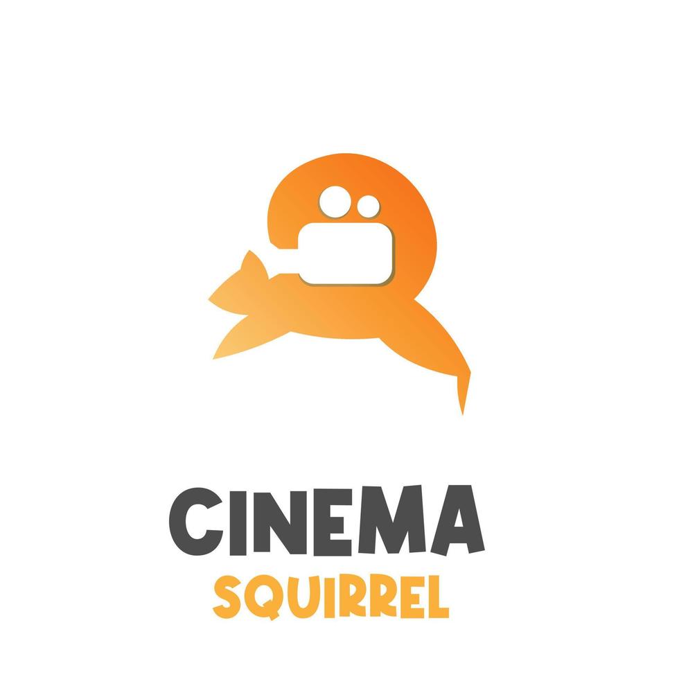 logo dell'illustrazione dell'icona dello scoiattolo del cinema vettore