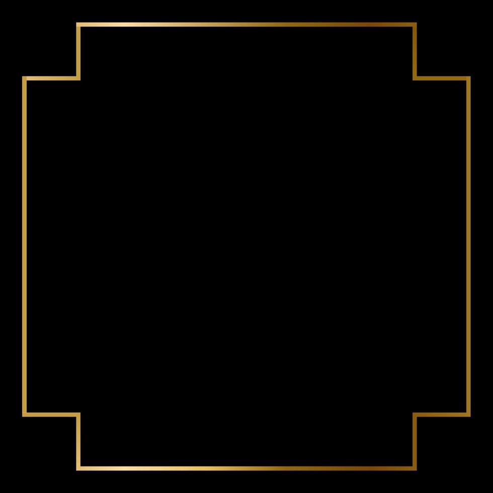 cornice dorata quadrata su sfondo nero. eps10 vettore