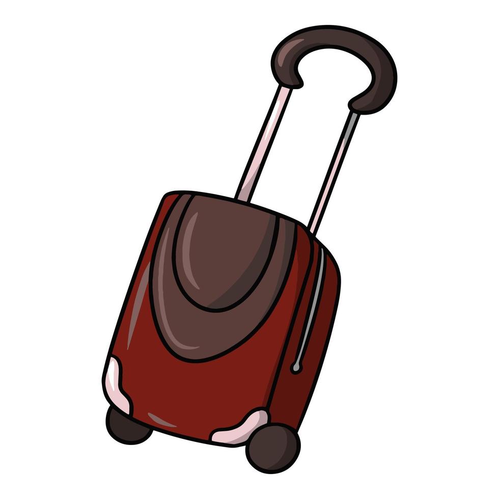 valigia su ruote, valigia da viaggio marrone, illustrazione