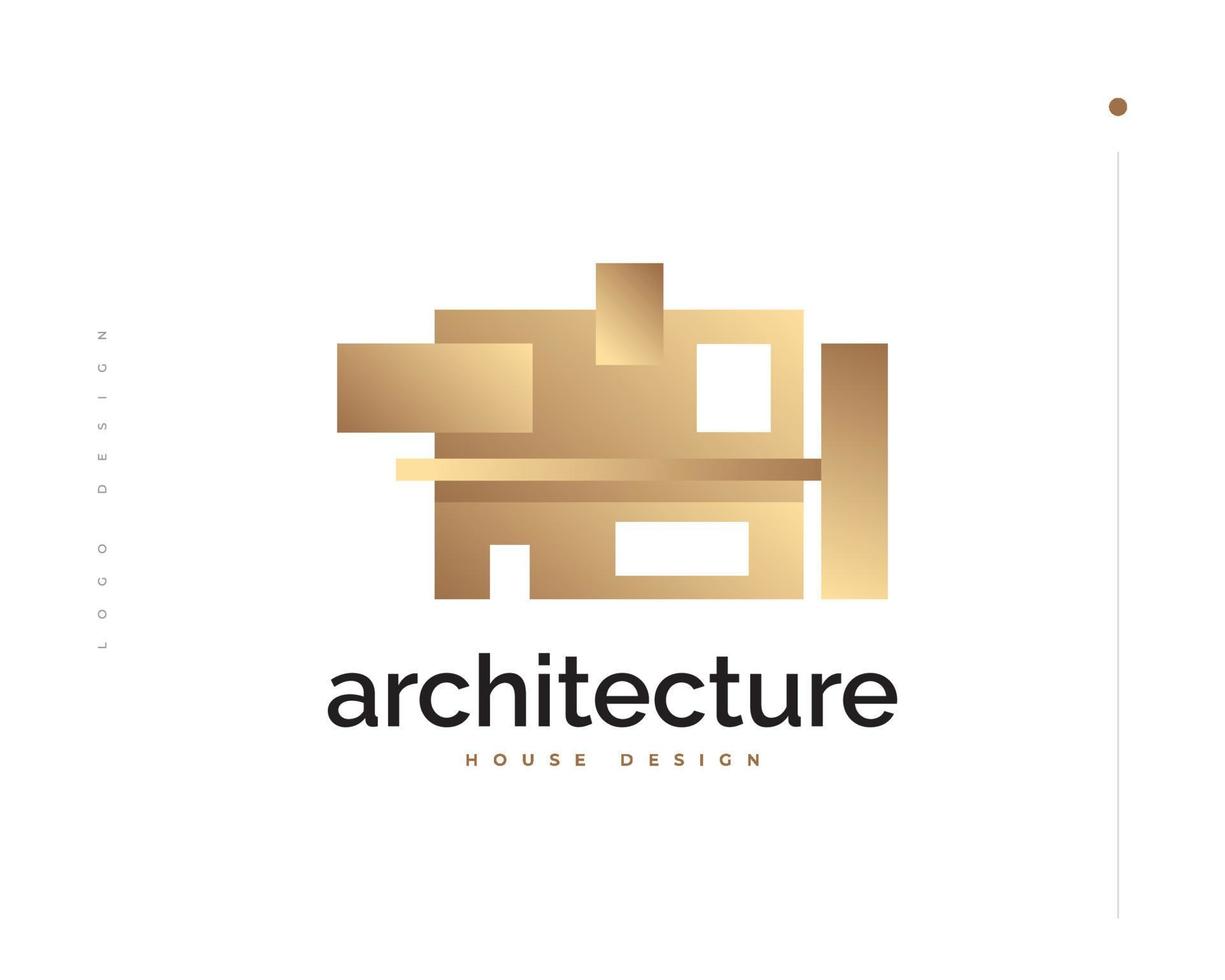 design moderno e minimalista del logo della casa. logo o icona immobiliare di lusso in oro vettore