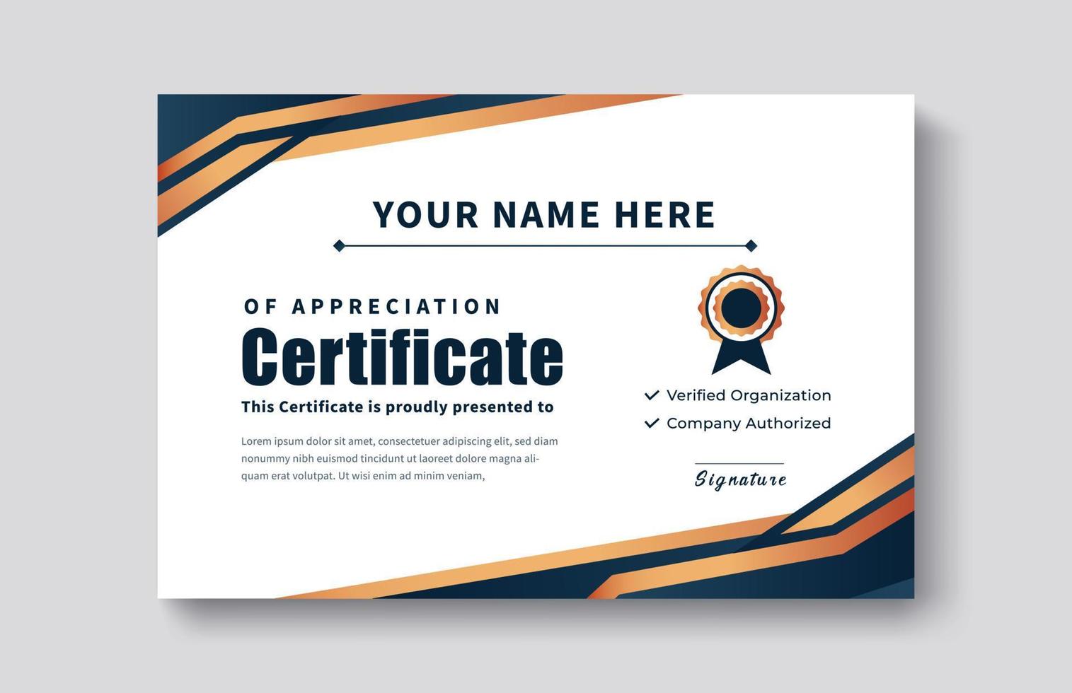 certificato oro apprezzamento modello realizzazione premio realizzazione pulito creativo certificato riconoscimento eccellenza modello di completamento bordo certificato modello di progettazione certificato vettore