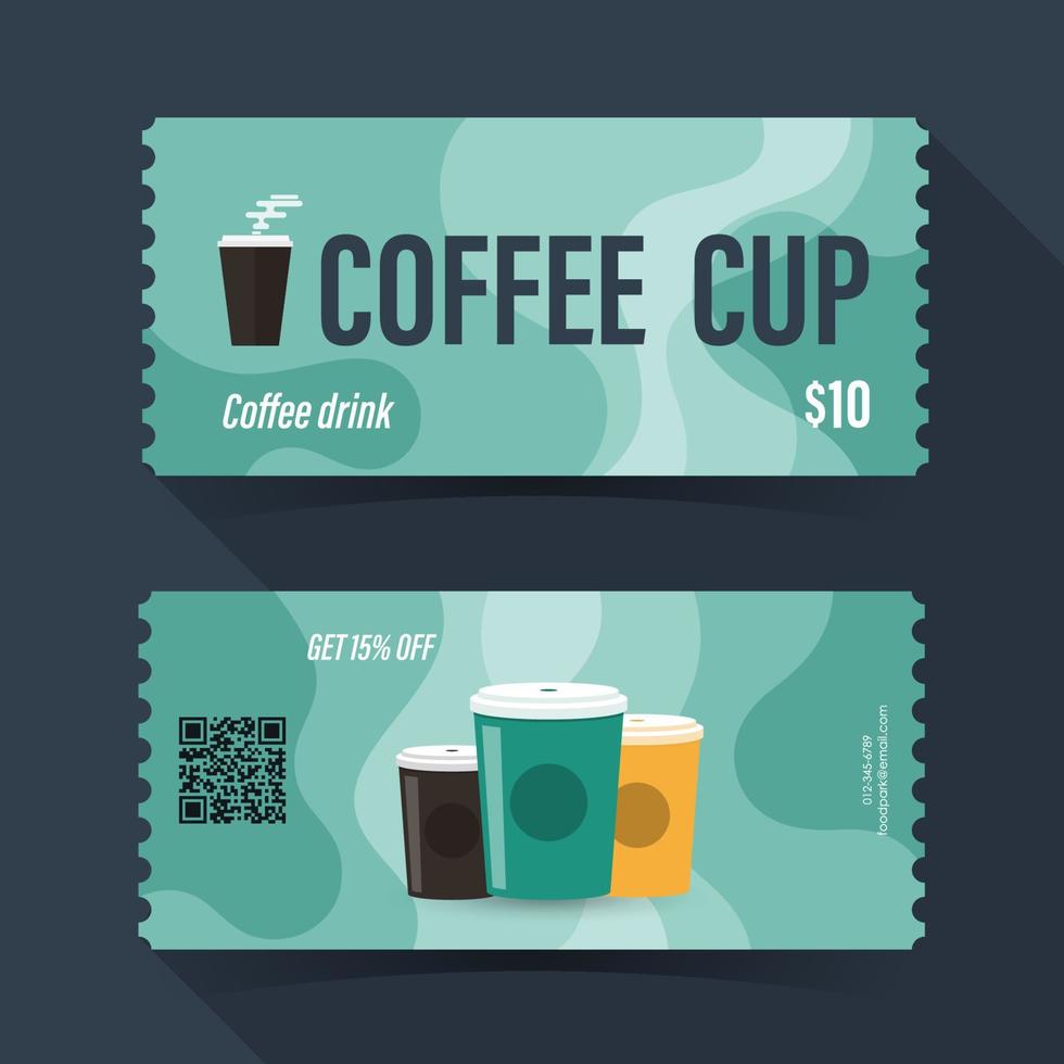 carta del biglietto del buono della tazza di caffè. modello di elemento fumo per la progettazione grafica. illustrazione vettoriale