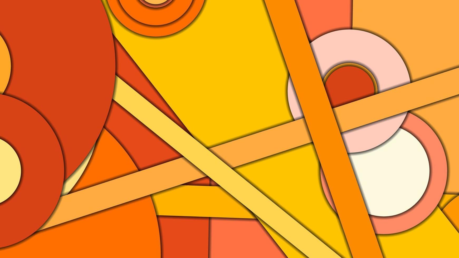 sfondo vettoriale geometrico astratto in stile design materiale con una tavolozza armonizzata limitata, con cerchi concentrici e rettangoli ruotati con ombre, imitando la carta tagliata.