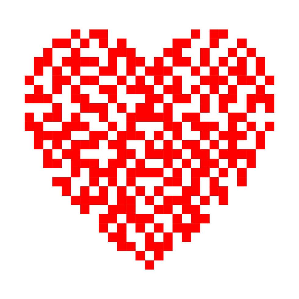 cuore rosso di qr code. concetto di amore digitale. illustrazione vettoriale