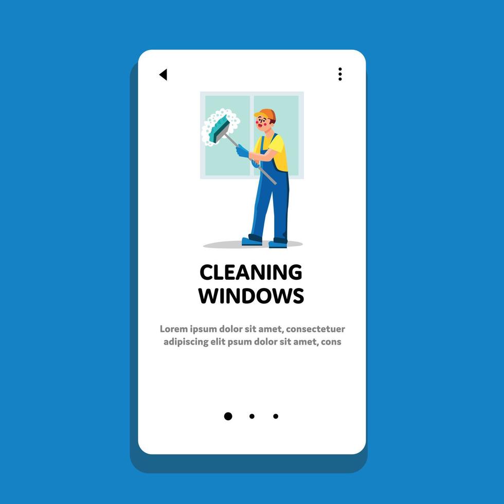 illustrazione vettoriale del servizio professionale dell'uomo di pulizia delle finestre
