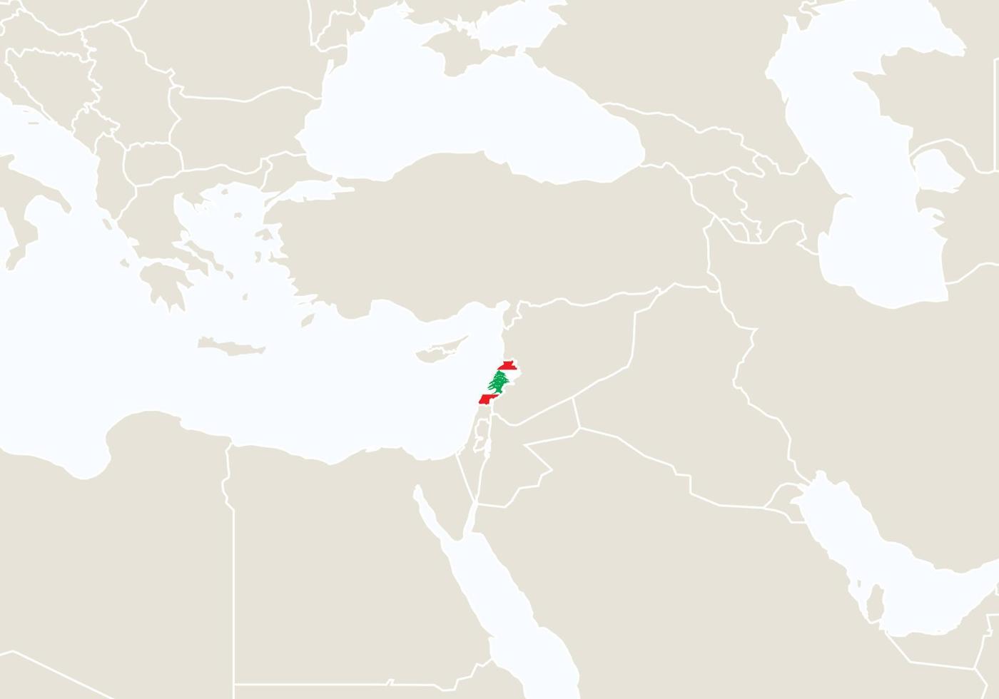 asia con mappa del Libano evidenziata. vettore
