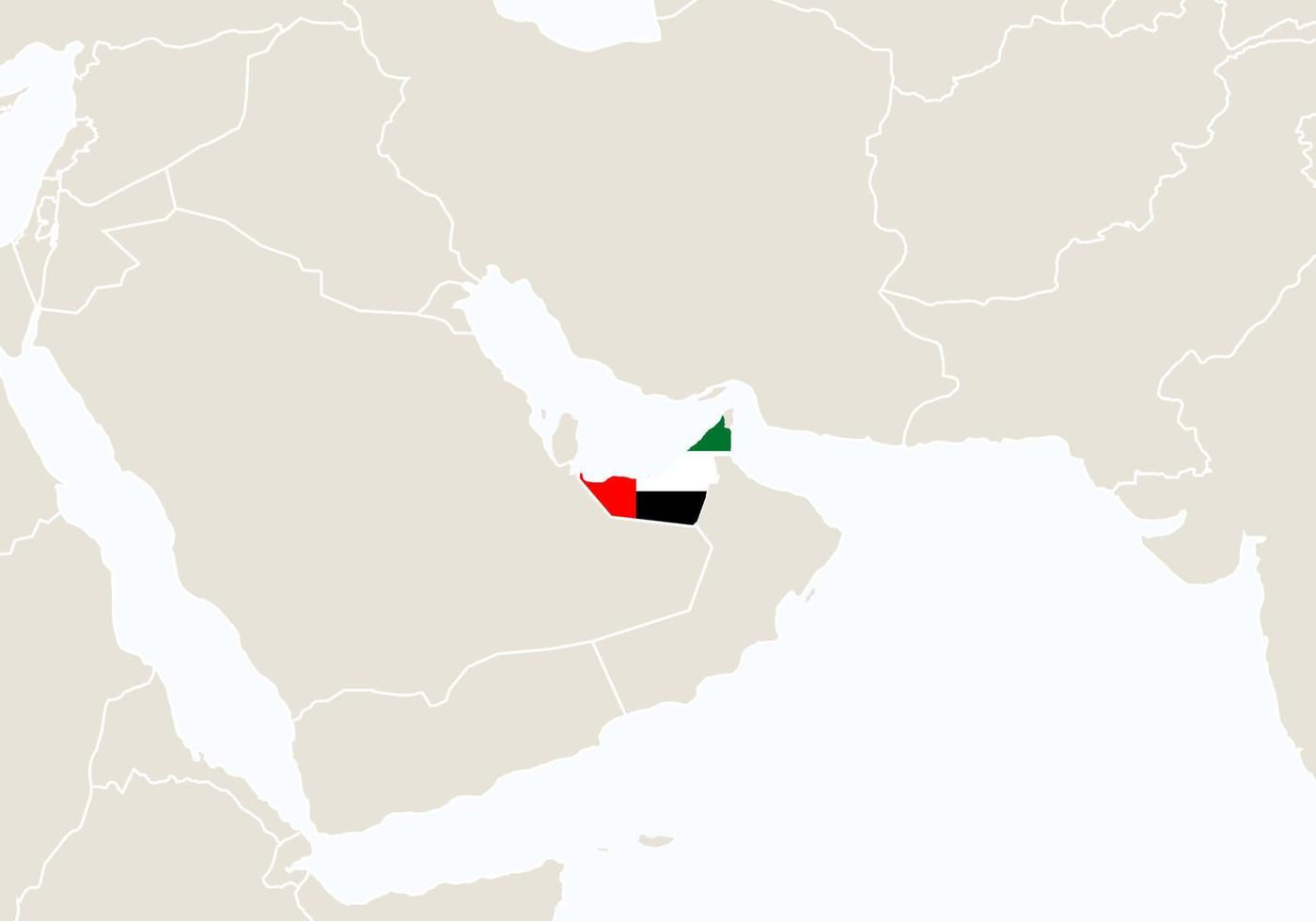 asia con mappa evidenziata degli emirati arabi uniti. vettore