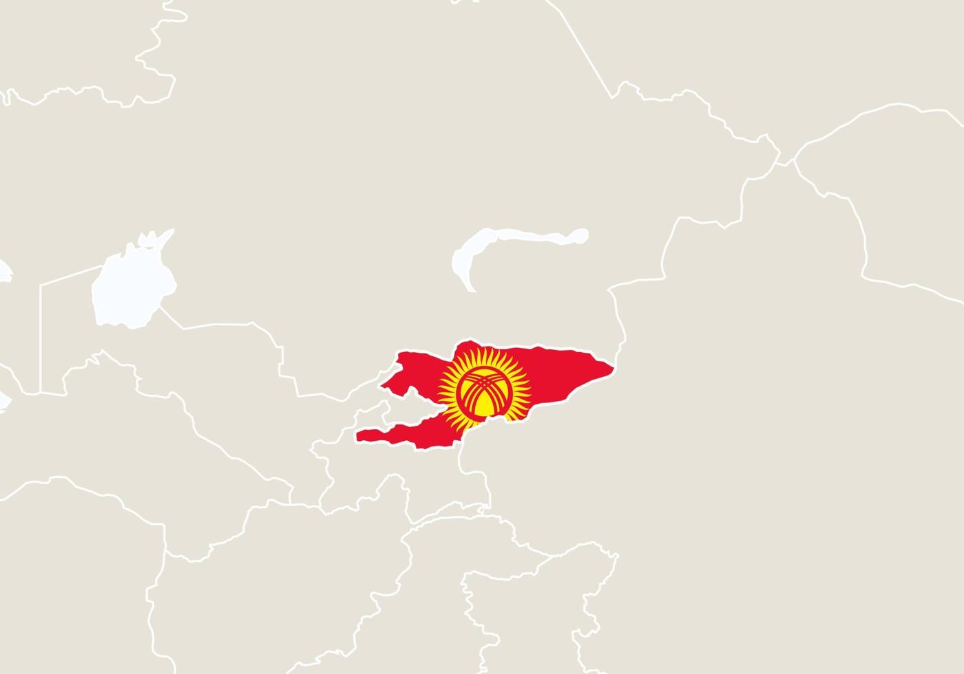 asia con mappa del Kirghizistan evidenziata. vettore