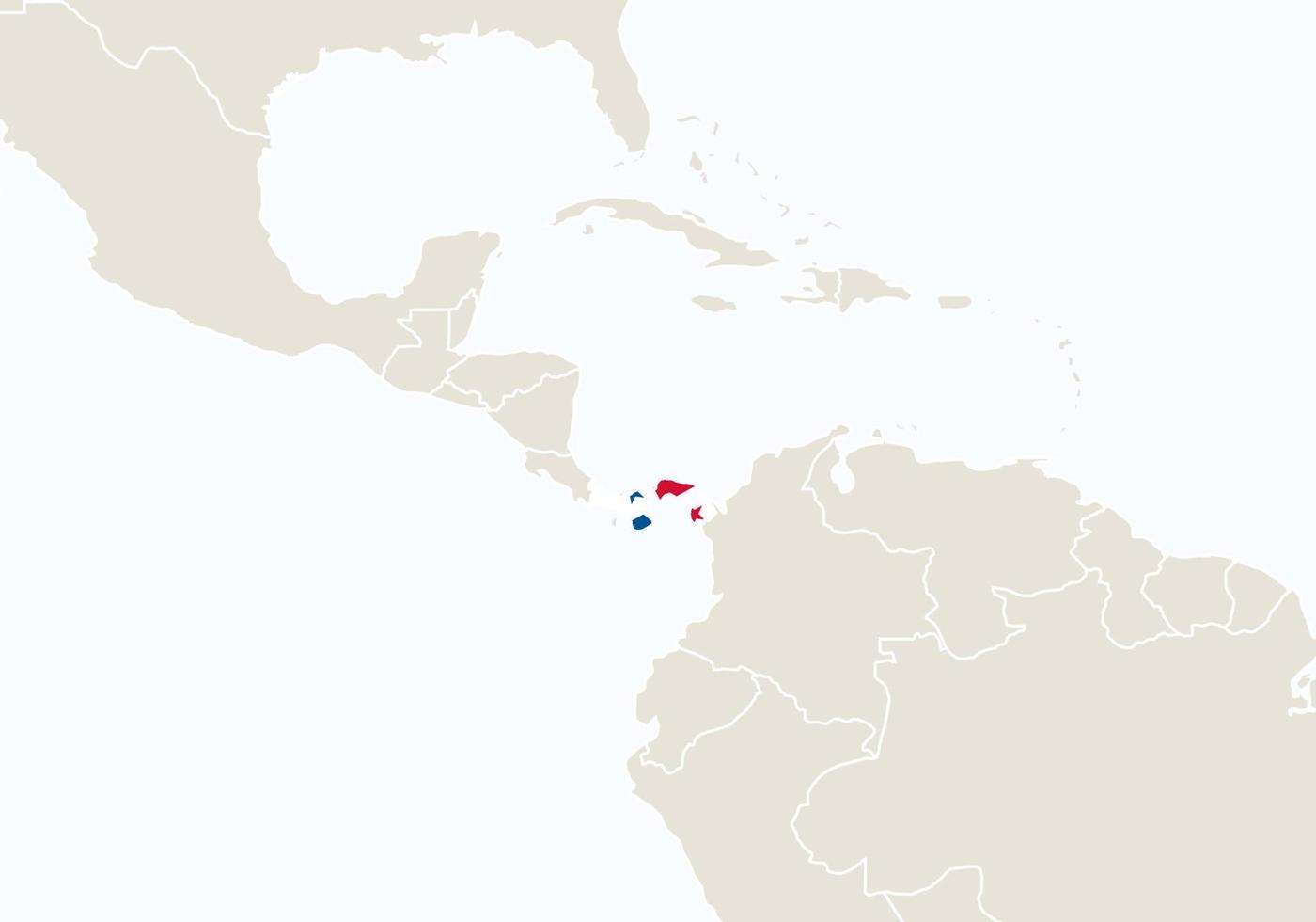 ingrandisci la mappa e la bandiera di panama. mappa del mondo. vettore