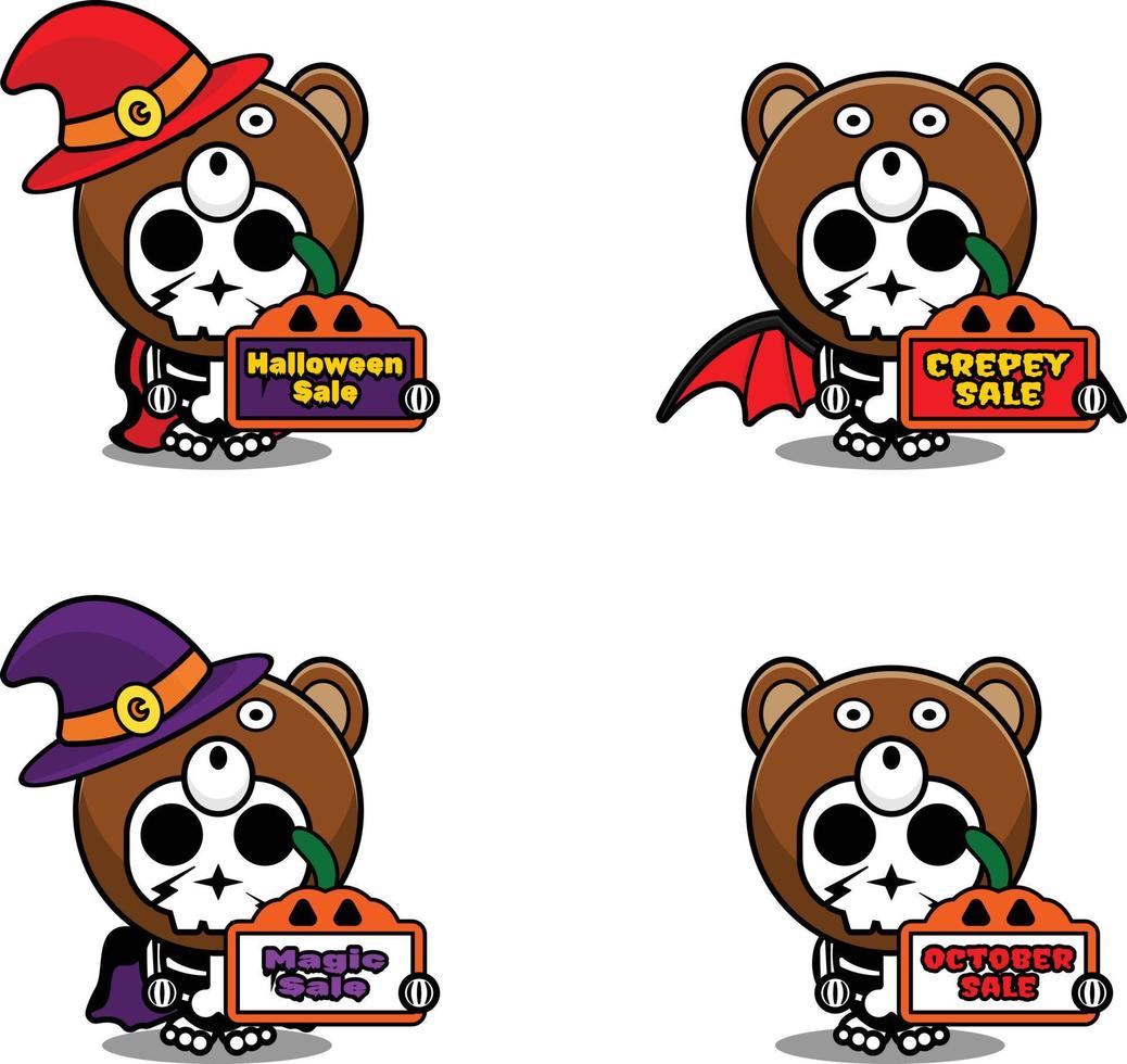 sconto vendita halloween party design, illustrazione vettoriale del costume animale del cranio