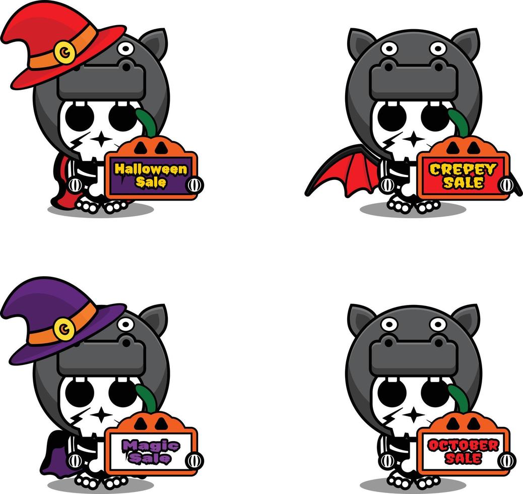 sconto vendita halloween party design, illustrazione vettoriale del costume animale del cranio