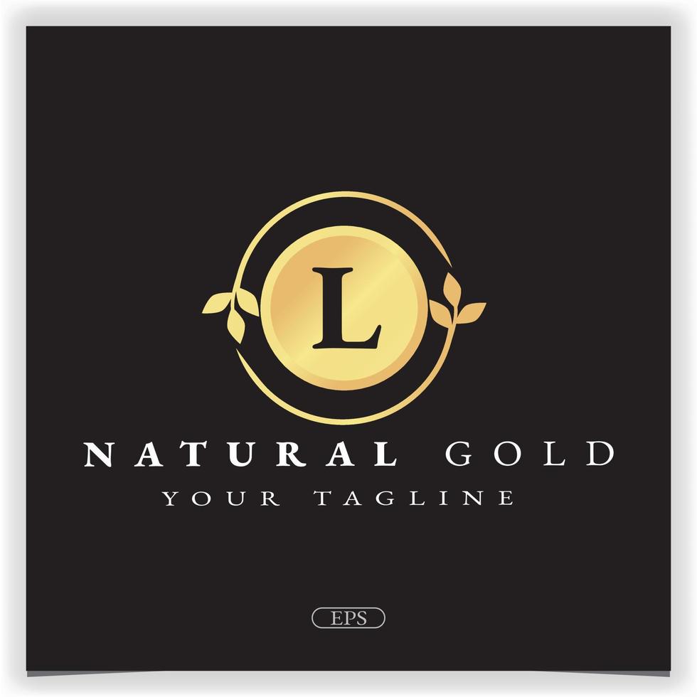 natura oro lettera l logo premium elegante modello vettoriale eps 10