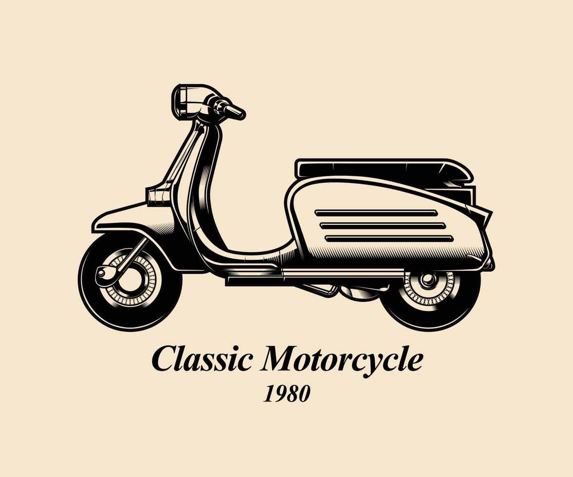 disegno dell'illustrazione d'annata della motocicletta classica vettore