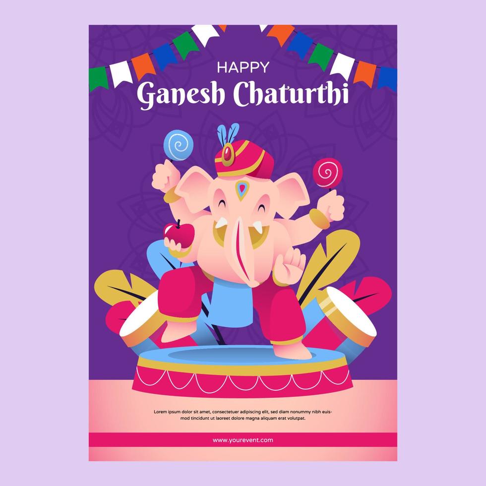 poster di felice ganesh cathurti vettore