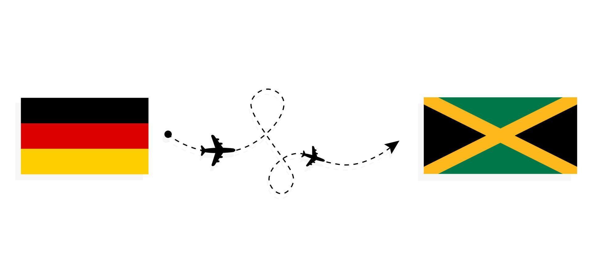 volo e viaggio dalla germania alla giamaica con il concetto di viaggio in aereo passeggeri vettore