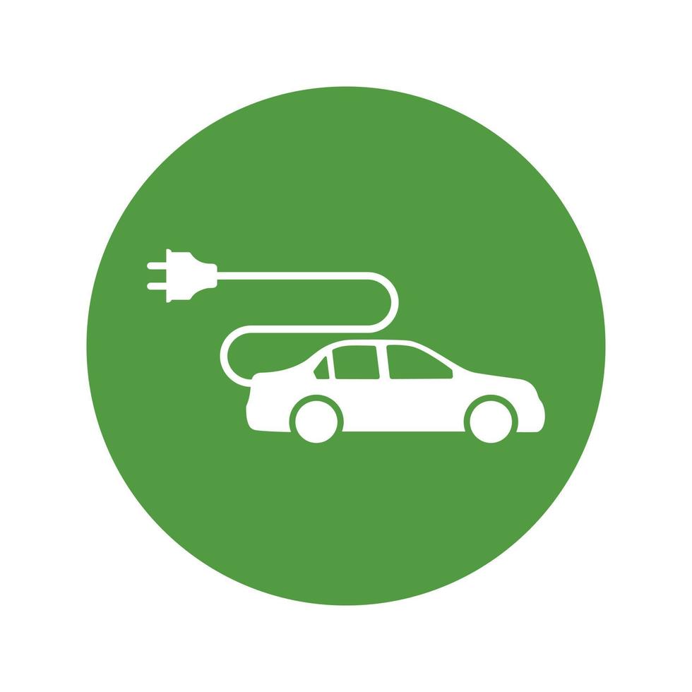 icona eco electrocar segno della stazione di ricarica della batteria del veicolo a emissioni zero vettore