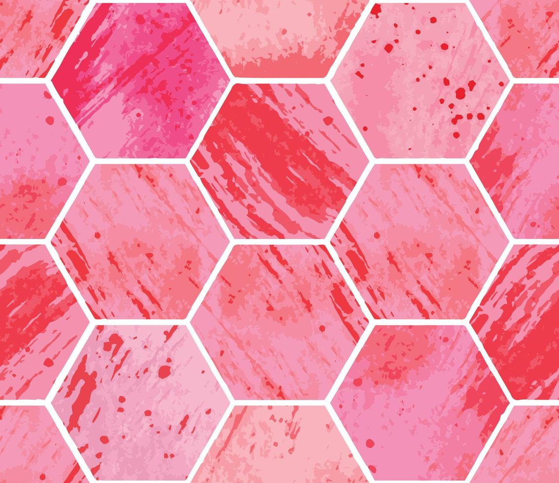 modello senza cuciture con esagoni rosa acquerello. struttura ornamentale geometrica di vettore per lo sfondo