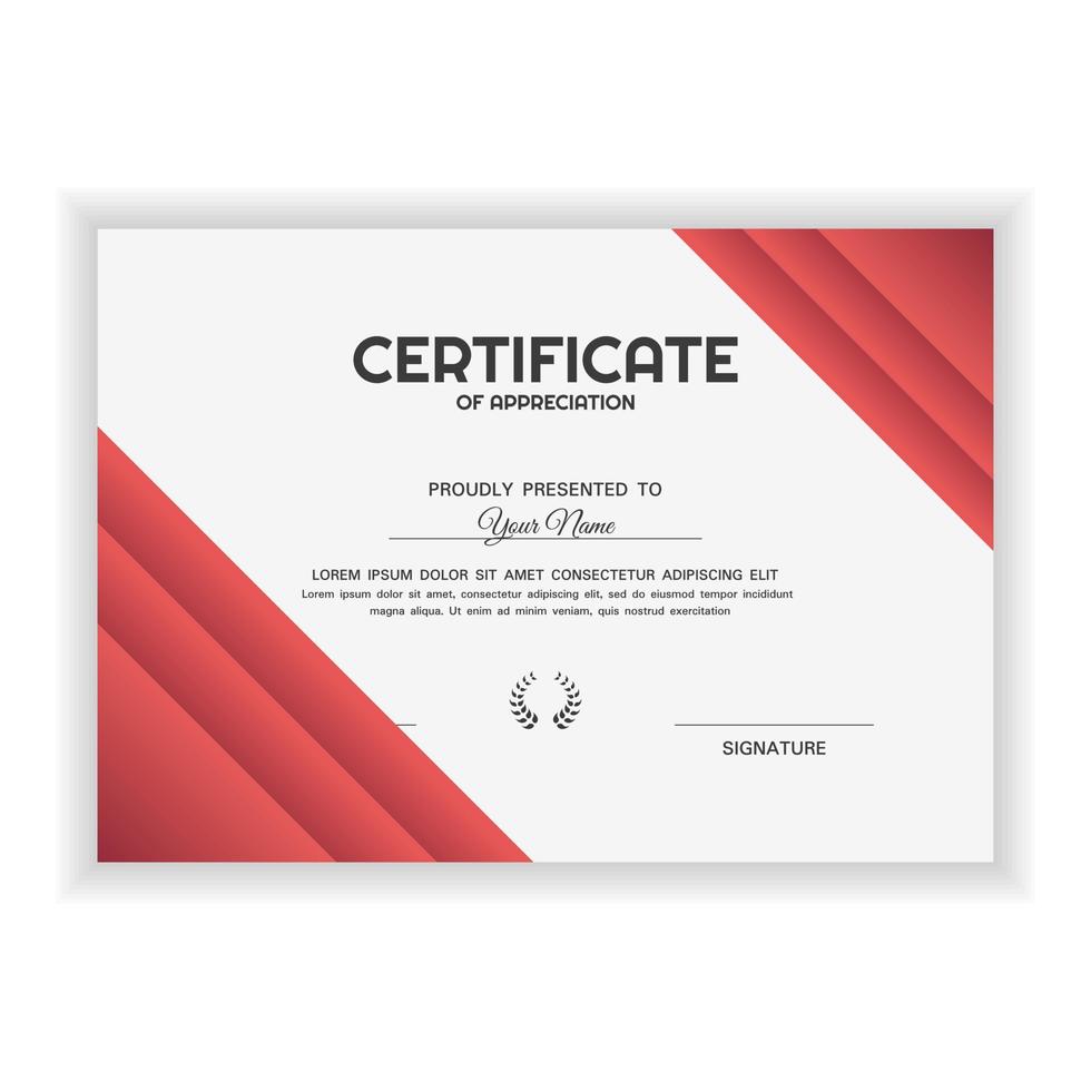 modello di premio creativo certificato di apprezzamento con colore sfumato vettore