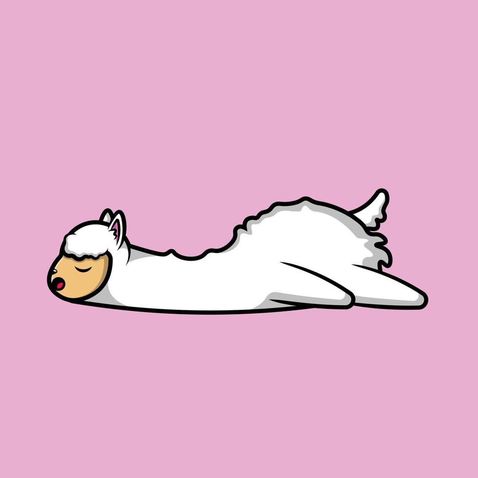 illustrazione sveglia dell'icona di vettore del fumetto del sonno dell'alpaca della lama. icona animale concetto isolato vettore premium