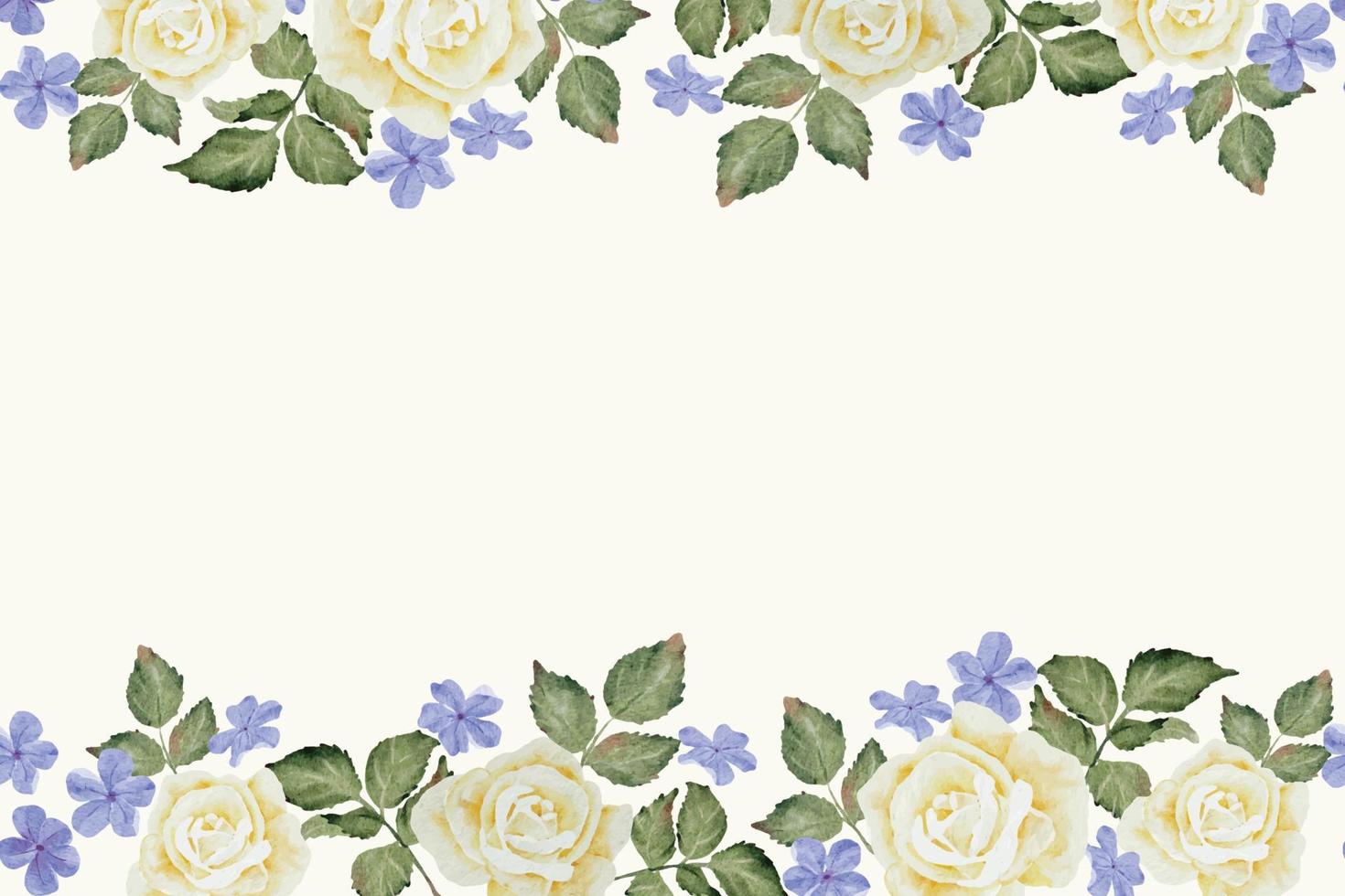 acquerello bella rosa bianca e blu plumbago auriculata pianta bouquet di fiori sfondo vettore