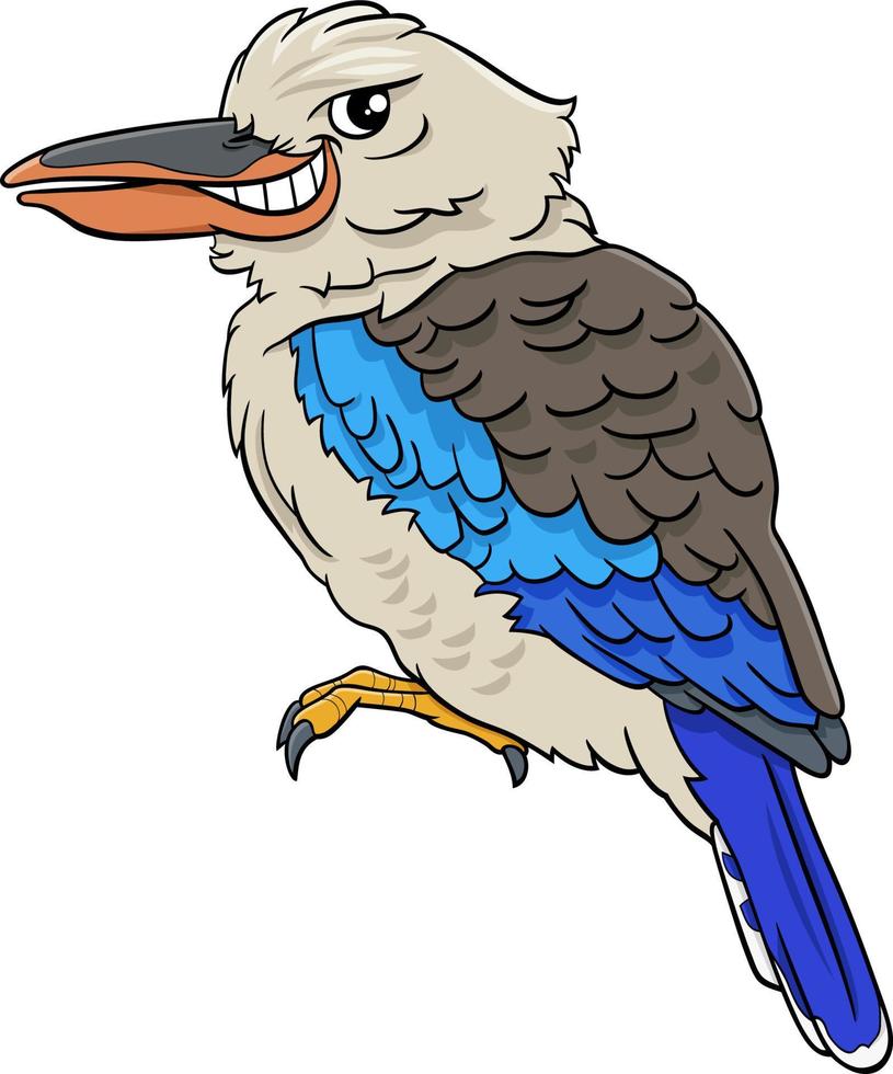 illustrazione del fumetto del personaggio animale dell'uccello di kookaburra vettore