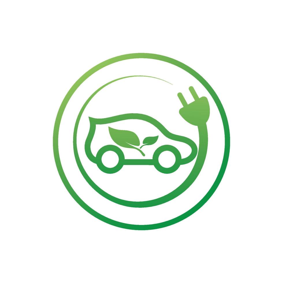 vettore del logo dell'icona della tecnologia dell'automobile ecologica e dell'automobile verde elettrica.