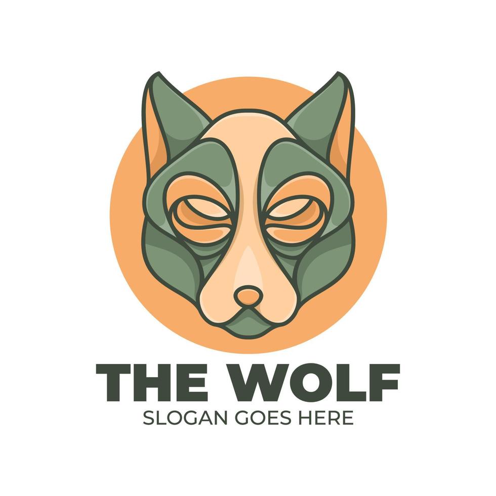 illustrazione della mascotte del logo della linea del lupo vettore