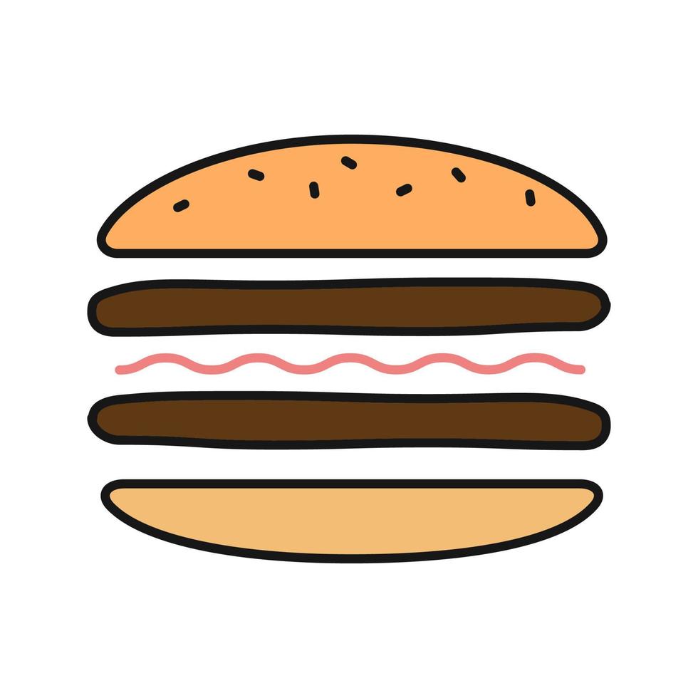 icona del colore dello spaccato dell'hamburger. Sandwich. assemblaggio hamburger. illustrazione vettoriale isolata