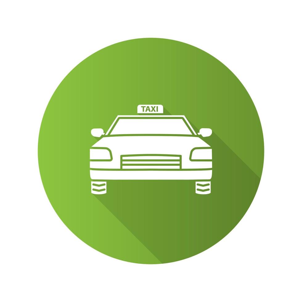 icona del glifo con ombra lunga design piatto auto. Taxi. automobile. illustrazione della siluetta di vettore